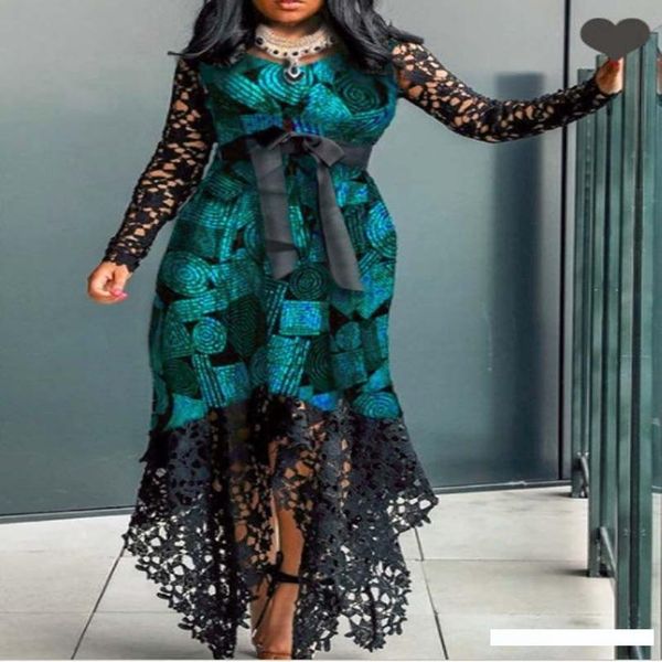 

элегантные кружевные длинные платья вечерние платья для женщин африканских одежды с длинным рукавом fishtail bodycon платье robe осень party, Blue;gray