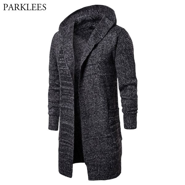 

autumn slim fit hooded sweater men 2018 fashion casual longline knitting cotton cardigan sweaters men solid color sweatercoat, White;black