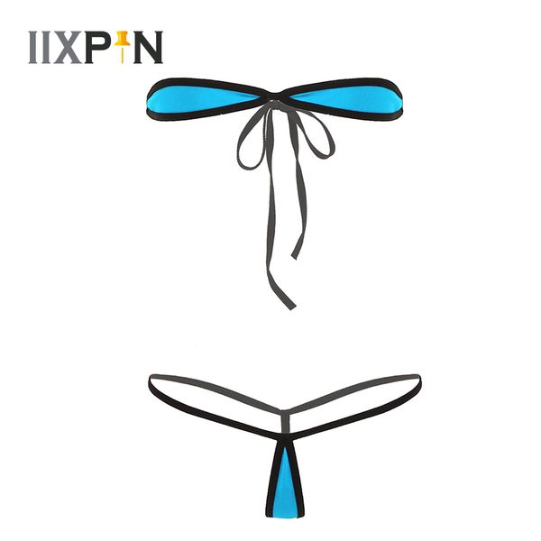 

bikini set women erotic minimal cover micro lingerie set swimsuit swimwear bathing suit tube bra with thongs, White;black