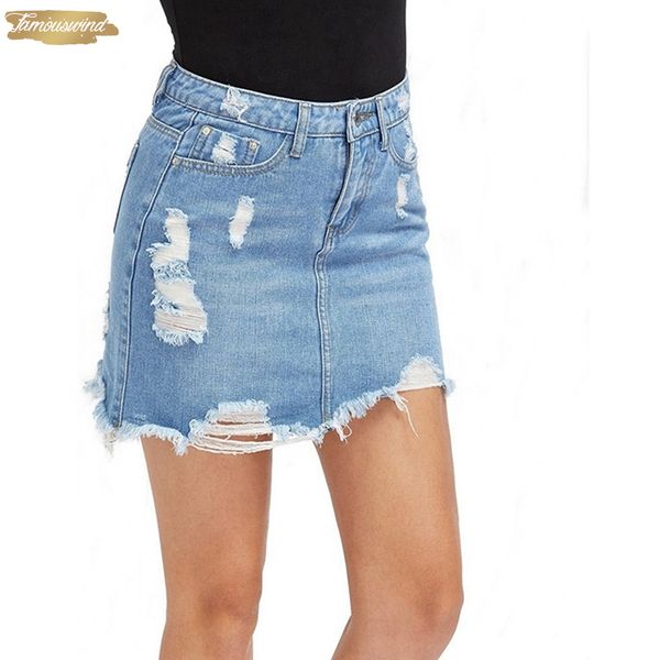 

high skirt casual waist denim blue light wash women distressed mini ladies skirt ripped summer vintage jeans skirt, Black