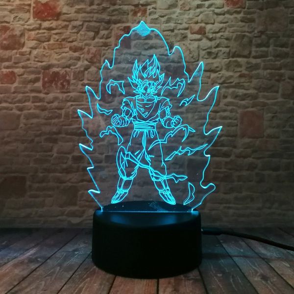 

decoration dragon ball z led night light baby sleep kids gift 3d illusion rbg comics kit table lamp super saiyan god goku