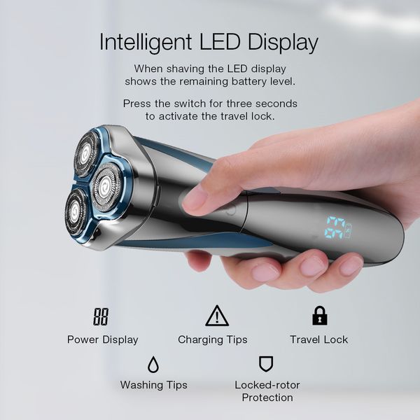 

electric shaver men washable ipx7 waterproof type-c charging wireless 3d smart control shaving beard machine