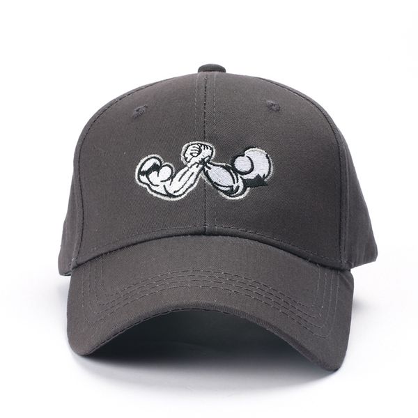 

sports cap muscular arm printed cotton strapback hat headwear outdoor sports wear with adjustable back closure, Black;white