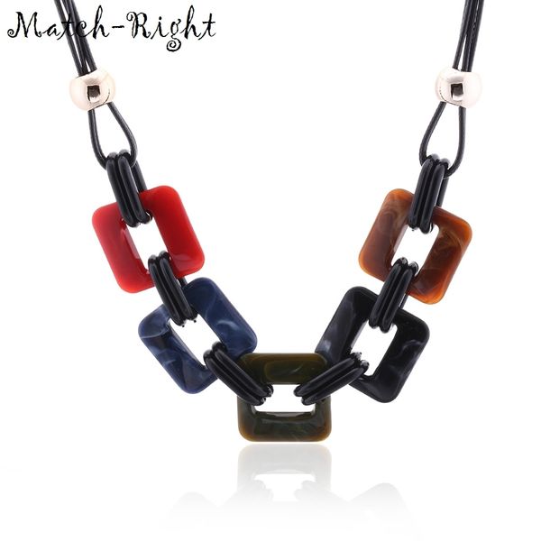 

match-right trendy women geometric necklaces & pendants statement necklace with acrylic pendant for women jewelry sp233, Silver