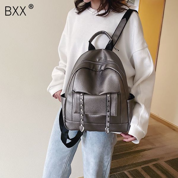

bxx] pu leather high capacity backpacks for women 2020 fashion female backpack lady back pack for school teenagers girls hk786