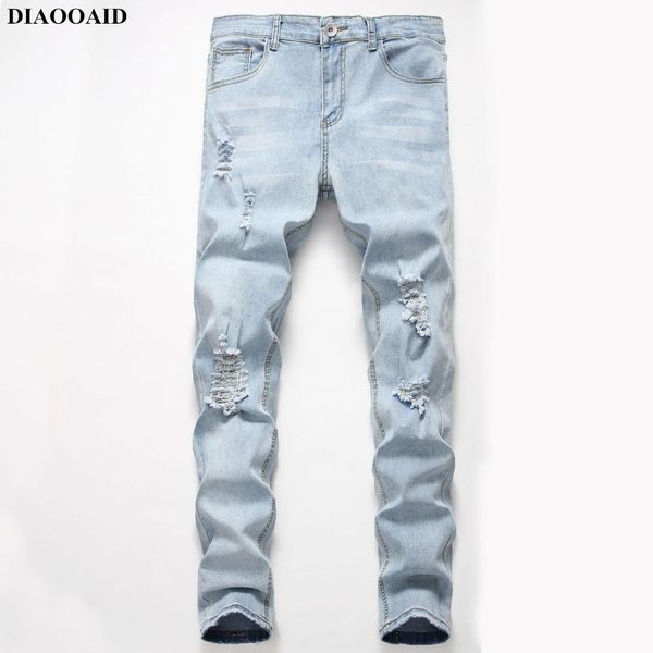 

diaooaid 2019 new mens jeans ankle ripped stretch disstressed mens skinny jeans blue ripped slim fit dropshipping denim pants