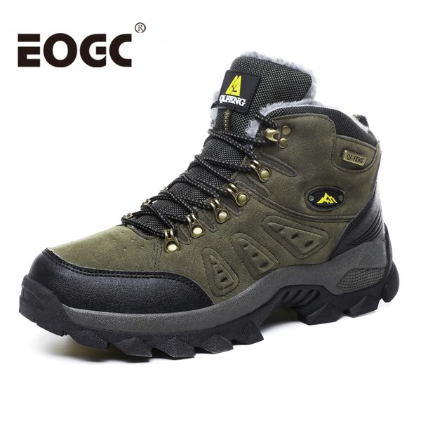 

super warm men winter boots suede leather snow boots fur plush winter ankle snow shoes for men outdoor shoes plus size 46, Black