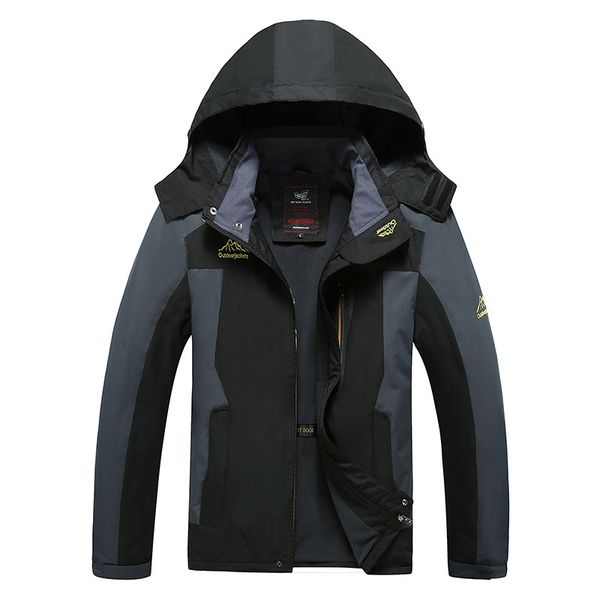 

men's hiking jacket winter outdoor windbreaker windproof breathable rain waterproof warm camping hunting fleece liner jackets, Blue;black
