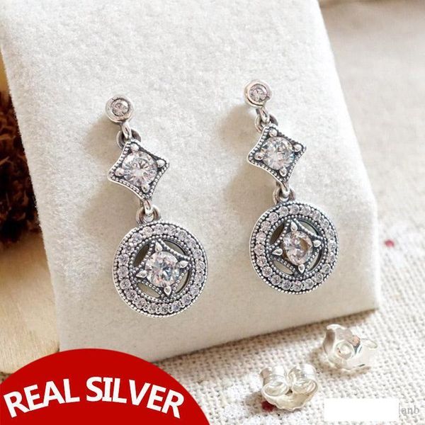 

925 silver natural crystal pendant earrings original box fit pandora fashion sterling silver jewelry earring for women wedding gift