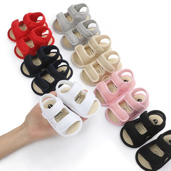 

newbaby boys girls soild summer breathable anti-slip shoes sandals toddler soft soled shoes 0-18 months hollow, Black;red