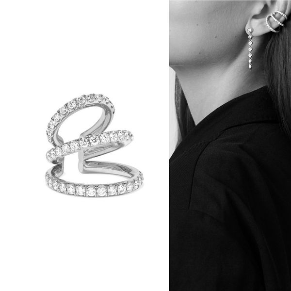 

clip on earrings triple line gold silver color cz crystal ear cuff pendientes de clip women earrings ear wrap earcuff brincos