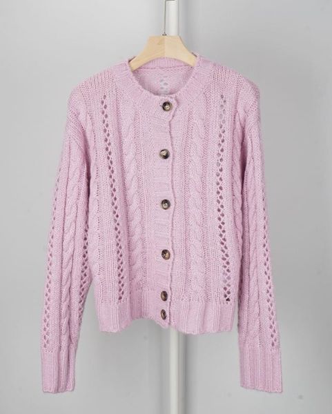 

women knitted sweater vintage knitted solid color long sleeve o-neck cardigan, White