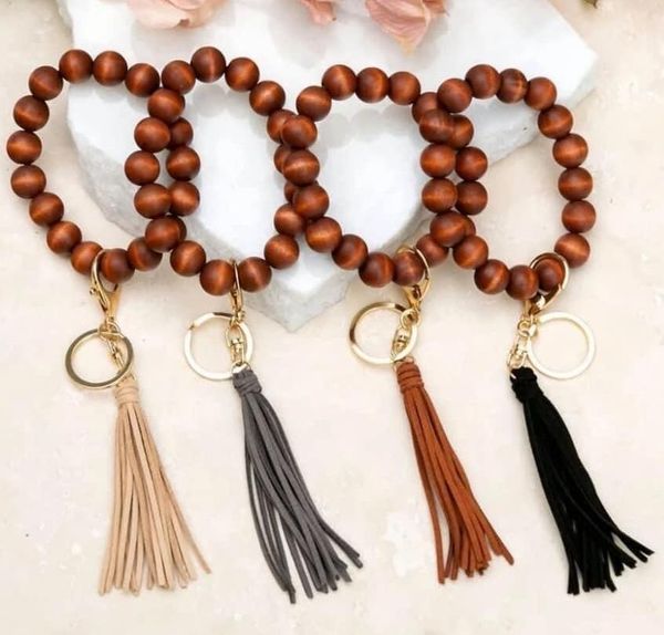 

chains for women wooden key ring bracelet | personalized wooden bead key chain | wooden monogram gift | custom monogram key fob, Black