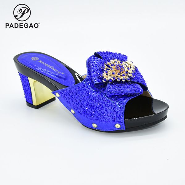 

2020 new design pointed toe african women shoes in blue color nigerian lady shoes for party, Black