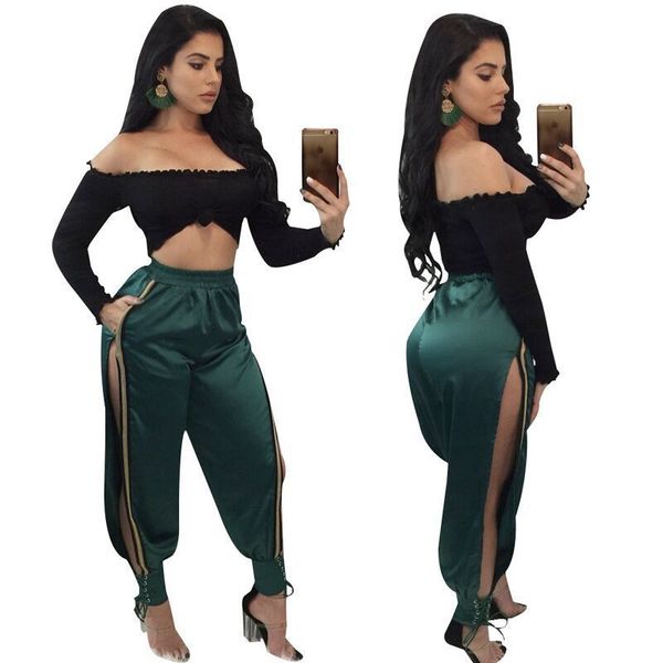 2019 Fashion Women'S Ladies Sexy Long High Slit Stripe Bloomers ...