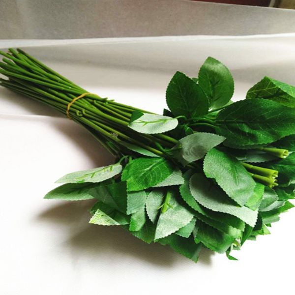 

10 pcs (33 cm ) simulation of artificial plastic stem leaves rose stem/silk/wedding decoration holding a rose flower