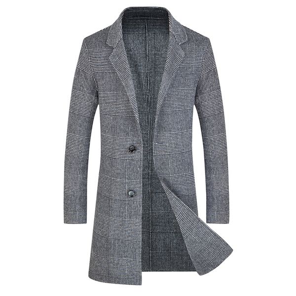 

2018 luxurious autumn winter mens long thicken 100% wool coat business slim fit homme casual trench overcoat high quality, Black
