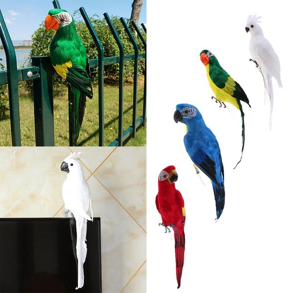 

4 pack realistic parrot ornament birds animal outdoor garden tree decor
