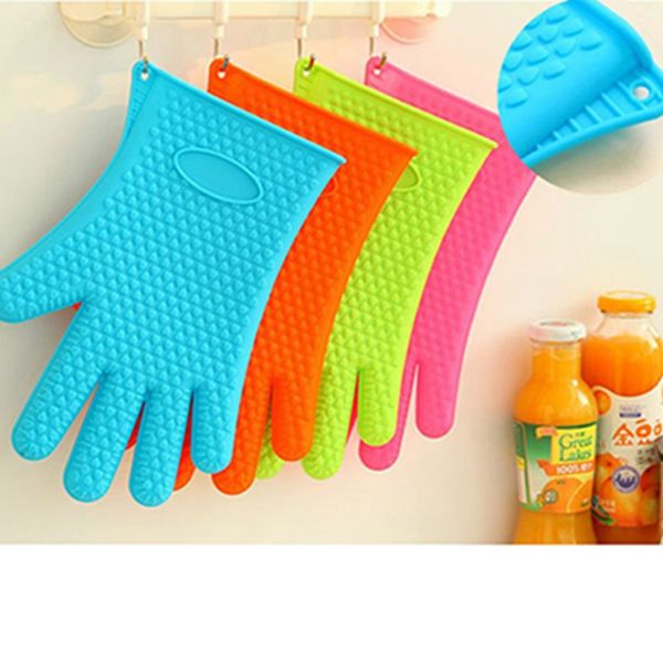 

high temperature resistant kitchen silicone single gloves anti-bake waterproof non-slip microwave use silicone cotton gloves dh0140 t03