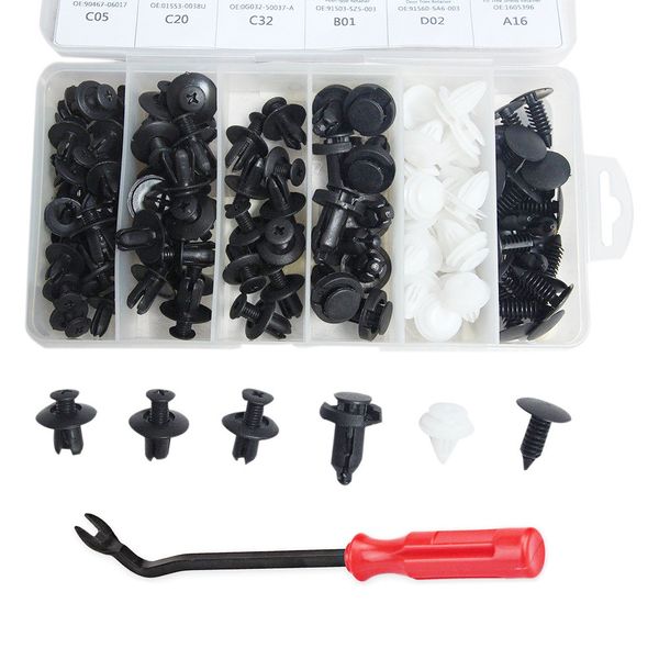 

350pcs car body plastic push retainer pin rivet fasteners trim clip furniture assembly screws kit with removal tool screwdriver
