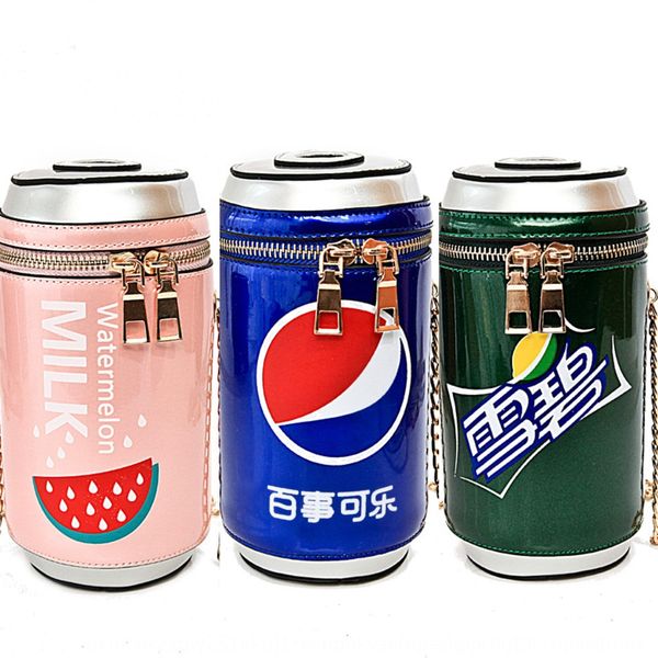 

ehm5t patent skin bright face cola can mini messenger 2019 summer korean vertical single shoulder chain bucket package postman package coke