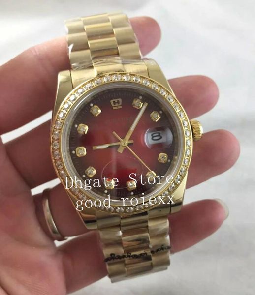

luxury mens watch automatic 2813 watches gold jubilee bracelet red dial 126303 diamond bezel 126331 crystal 126301 men datejust wristwatches, Slivery;brown