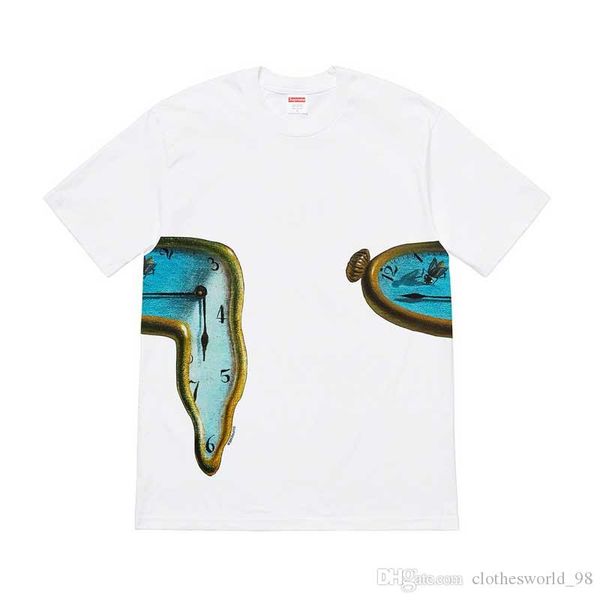 

supreman shirt 19ss persistence of memory tee brand t-shirt mens tshirts men short sleeves shirt men designer t shirt tee fashion, White;black