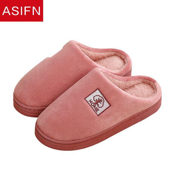 

asifn women cotton winter slippers with fur home men female non-slip woman warm flip flops chinelo ladies slipper, Black