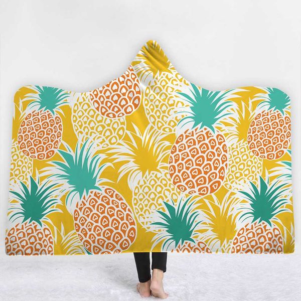 

softbatfy pineapple hooded blanket fleece throw blanket dropshipping