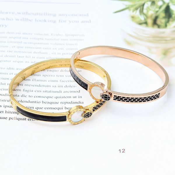 

new arrival gold silver serpentine jewelry titanium steel love bracelet men ceramic clasp bracelet female thin snake bangle jewelry, Black