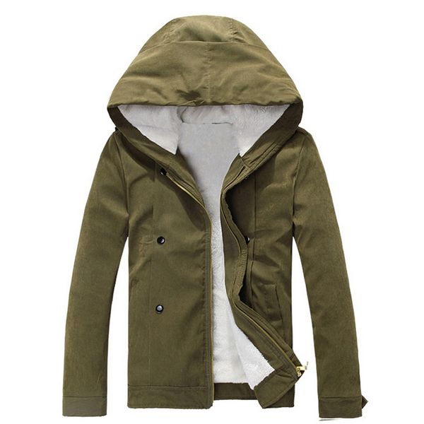 

men's jackets style men winter thicken warm cotton-padded clothes young fleece hooded jacket corduroy coat army parkas, Black;brown