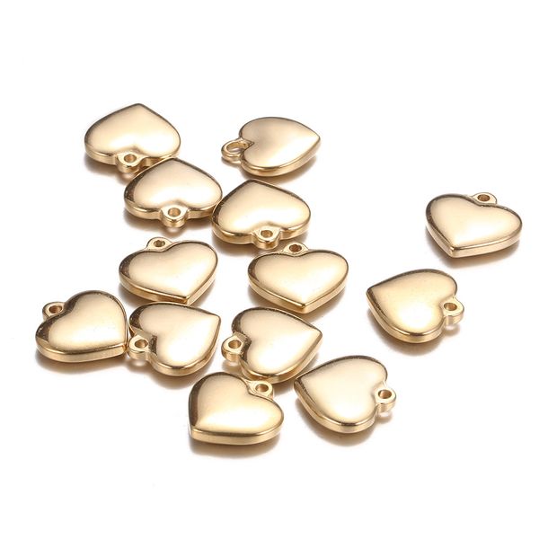 

5pcs/lot 16x19mm stainless steel lover heart gold silver color pendant charms for jewelry diy making accessories findings, Bronze;silver