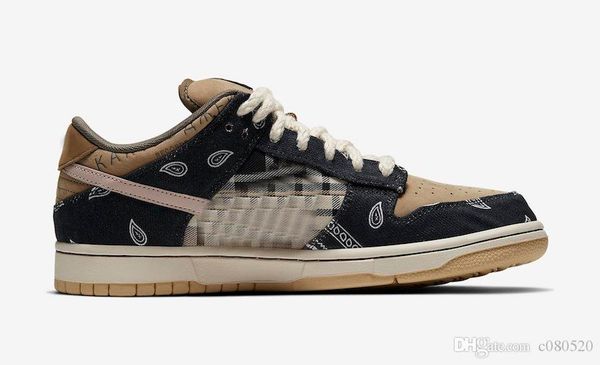 

2020 new release travis scott x sb dunk low parachute beige petra brown black mens women running sneakers skate shoes ct5053-001