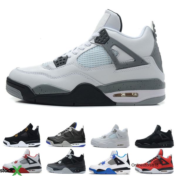 

new 4 4s jordon basketball shoes men 4s pure money royalty white cement premium black cat bred fire red motosports mens sports sneakers