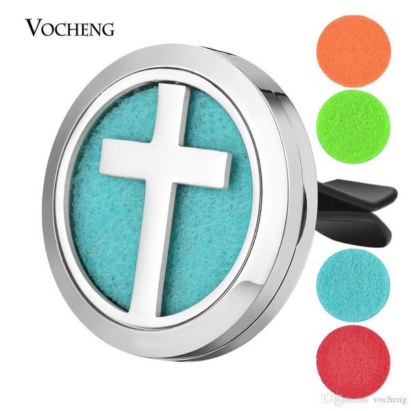 

car air freshener cross perfume aromatherapy locket clip stainless steel pendant magnetic without oil pad va-832, Silver