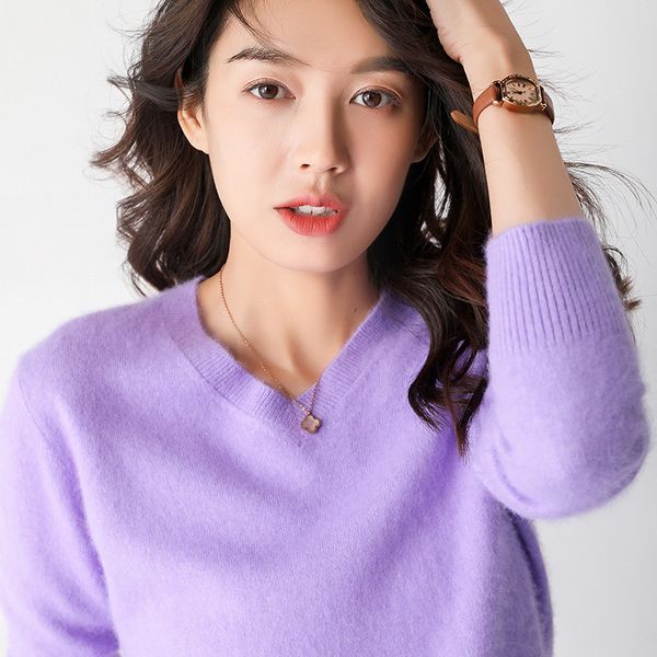 

2019 spring winter cashmere sweaters women v-neck sweater loose wool sweater plus size pullover, White;black