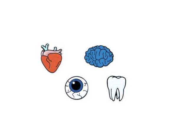 

новый хэллоуин смешной хип-хоп смешное сердце глаз мяч орган мозг зубы падение масла для мужчины женщины броши булавки пряжки оптовая достав, Gray