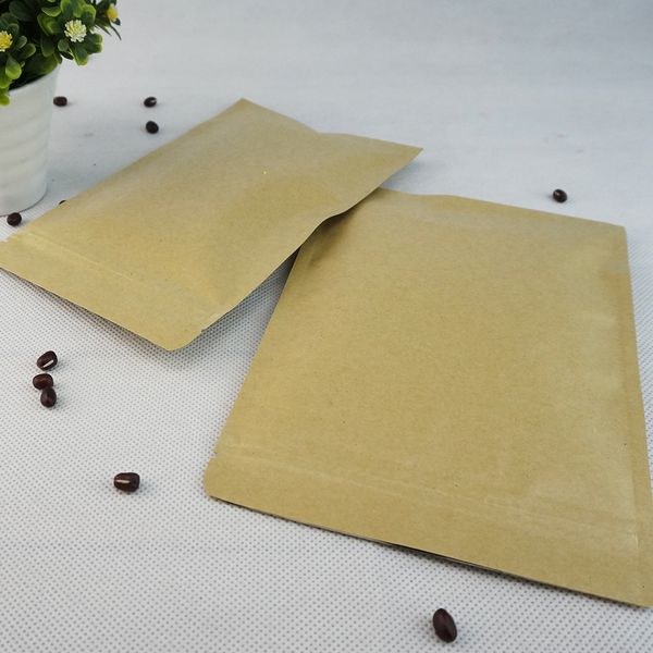 14x20cm 100pcs / серия Brown Kraft Paper алюминиевой фольги Ziplock сумка, сумки многоразового черный чай хранения Zip Resealable, шоколад Упаковка мешок