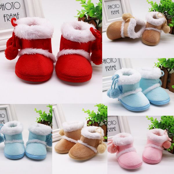 

2019 new infant newborn baby girls cashmere solid plush winter boots bandage warm shoes sapato infantil kids shoes boots kids