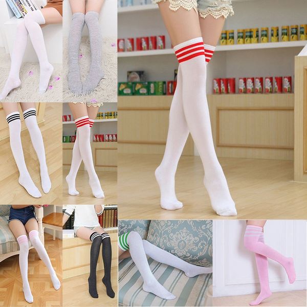 

girl long tube socks women cotton stripes knees high socks festive party supplies christmas socks fa2935