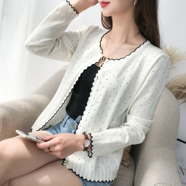 

9254 short-style knitted cardigan with shawl and thin sweater, 9 rows and 2 rows on 31-2 floor, White