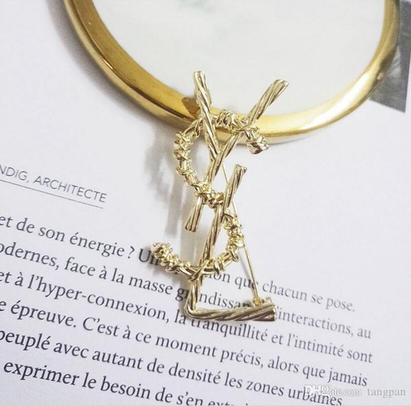 

big letter brooch high-end simple fashion atmosphere wild tide personality sweater coat accessories female pin, Gray