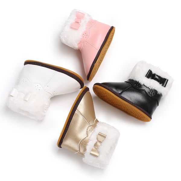 

baby boys girls pu warm autumn winter non-slip paragraph high to help cashmere shoes plastic foot baby pediatric shoes j2