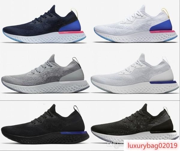 

epic react running shoes mens womens triple black white oreo blue high quailty summer spring outdoor sports sneakers us 5-11