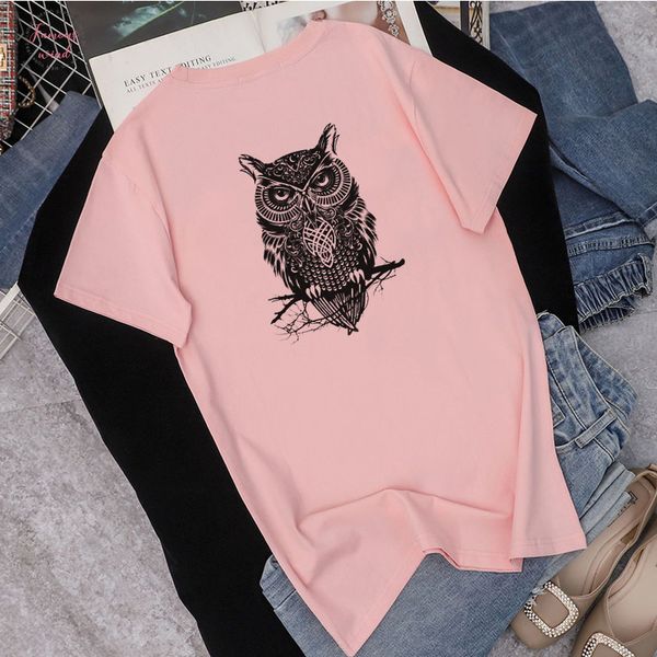 

summer of 2019 new vogue o neck short sleeve letter tshirt female vintage animal owl printed t shirt femme kawaii womens tshirts, White