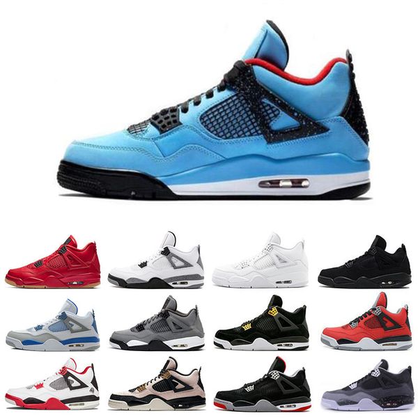 

2020 new fiba 4 4s mens basketball shoes loyal blue bred black cat white cement sports shoes designer sports sneakers size us 8-13