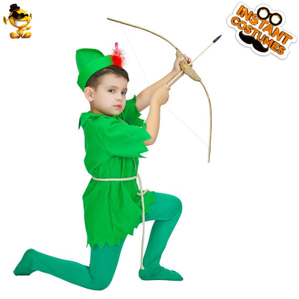 

dsplay new style kids peter pan costume boys cute fashionable green suit for halloween christmas cainival party gift, Black;red