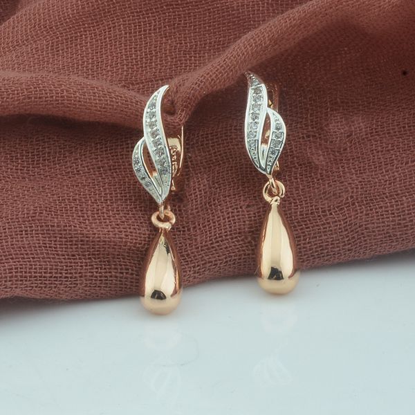 

fj women femme 585 rose mix whited gold color dangle earrings ball jewelry, Silver