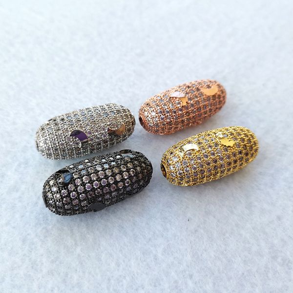 

1pcs cubic zirconia stone micro pave oval shape beads connector for making diy bracelet necklace jewelry finding ct495, Blue;slivery