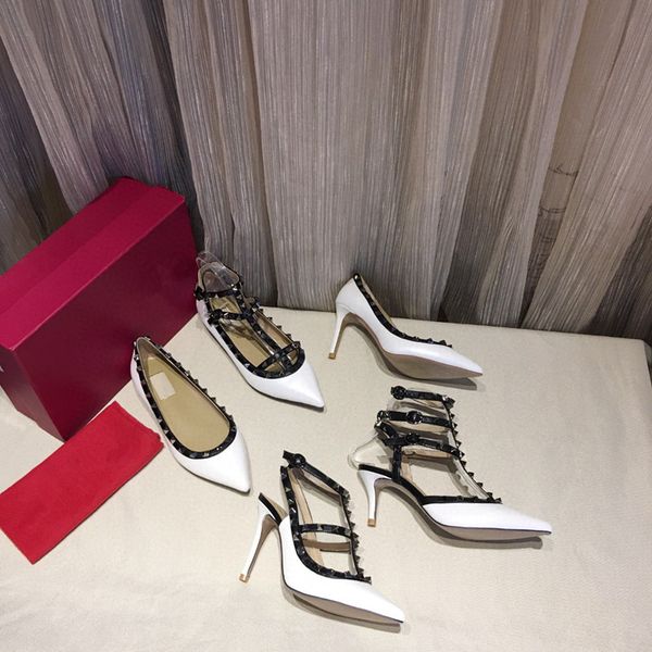 

2020 fashion show high heels stiletto high heel shallow mouth pointed side hollow shoes women rx20020306, Red;white